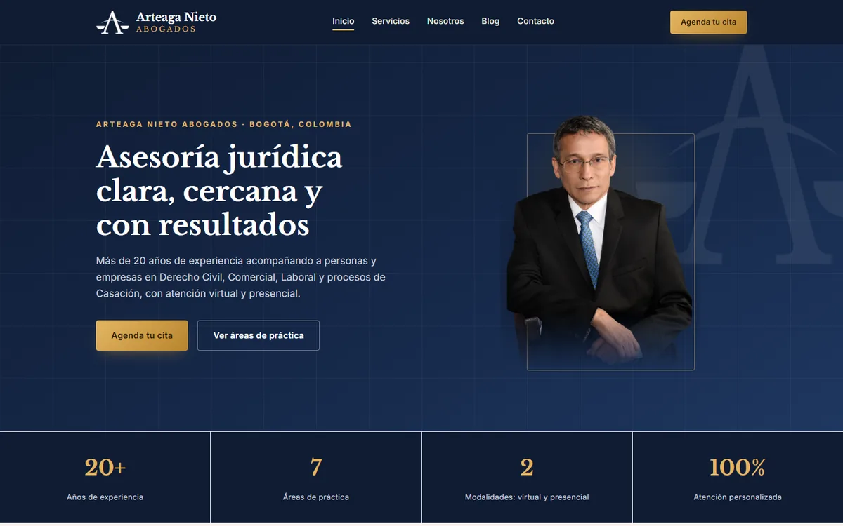 Página de inicio de Arteaga Nieto Abogados
